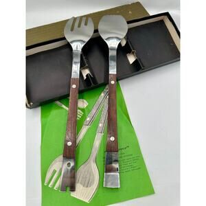 Vintage 1960s Stainless Steel Salad Servers ,Japan, Original Box,“The Server”